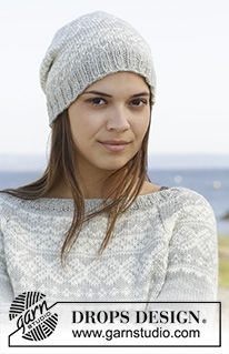 Silver Dream / DROPS 157-2 - Knitted DROPS jumper and hat with Norwegian pattern in ”Karisma”. Size: S - XXXL.