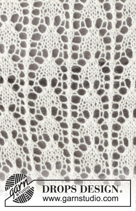 Reverie / DROPS 157-36 - Gebreide DROPS omslagdoek met kantpatroon van ”Lace”, “Alpaca” of BabyAlpaca Silk.