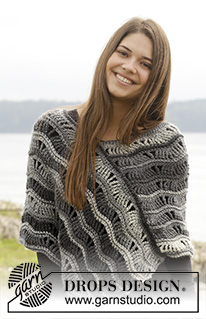 Better Days / DROPS 157-51 - Crochet DROPS poncho with lace pattern in ”Big Delight”. Size: S - XXXL