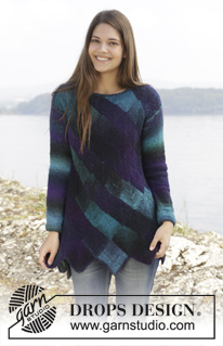 Harlequin Dreams / DROPS 158-11 - Knitted DROPS jumper with domino squares in ”Delight”. Size: S - XXXL.