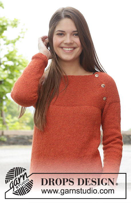 Take It Easy / DROPS 158-3 - Knitted DROPS jumper in garter st with round yoke, worked top down in Alpaca. Size: S - XXXL.