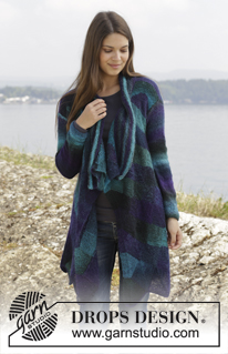 Mystify / DROPS 158-31 - Knitted DROPS jacket with domino squares in ”Delight”. Size: S - XXXL.