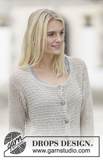 Farewell Florence / DROPS 159-23 - Knitted DROPS jacket in garter st, stocking st and vent in Bomull-Lin or Paris. Size S-XXXL.