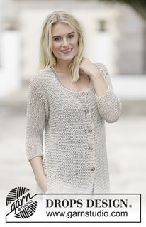 Farewell Florence / DROPS 159-23 - Knitted DROPS jacket in garter st, stocking st and vent in Bomull-Lin or Paris. Size S-XXXL.