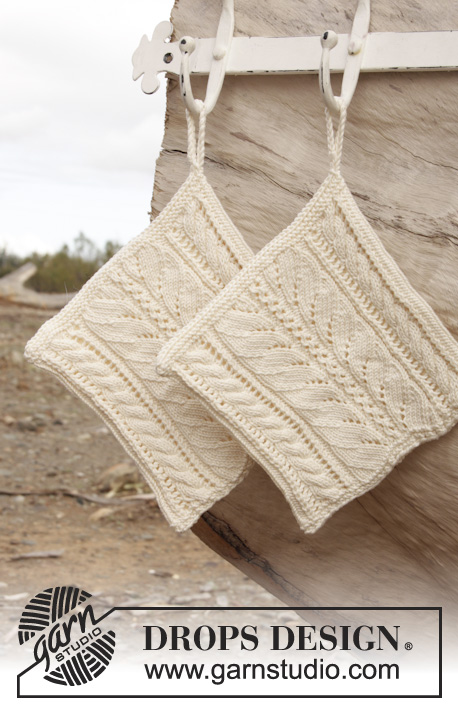 Helping Hand / DROPS 159-25 - Knitted DROPS pot holder with lace pattern in ”Muskat”.