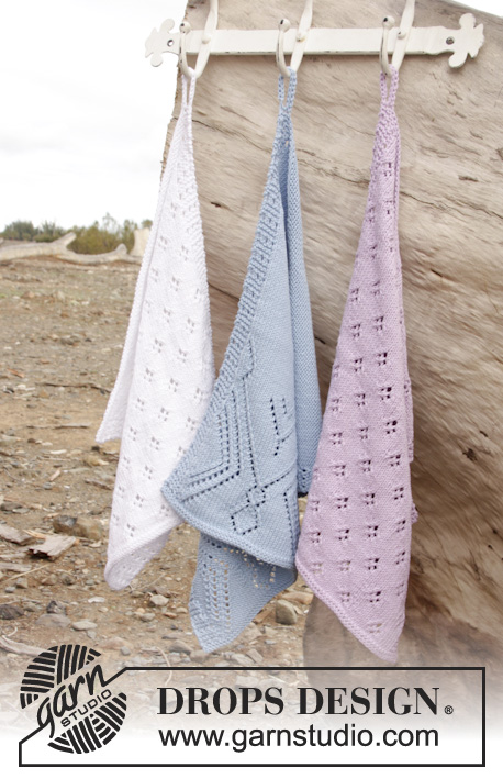 Be My Guest! / DROPS 159-27 - Stickade DROPS handdukar i ”Cotton Light” med hålmönster.