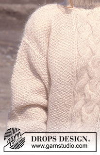Mariella / DROPS 16-17 - DROPS Ardesia, Vienna või Melody lõngast kootud palmikutega džemper suurustele S kuni L