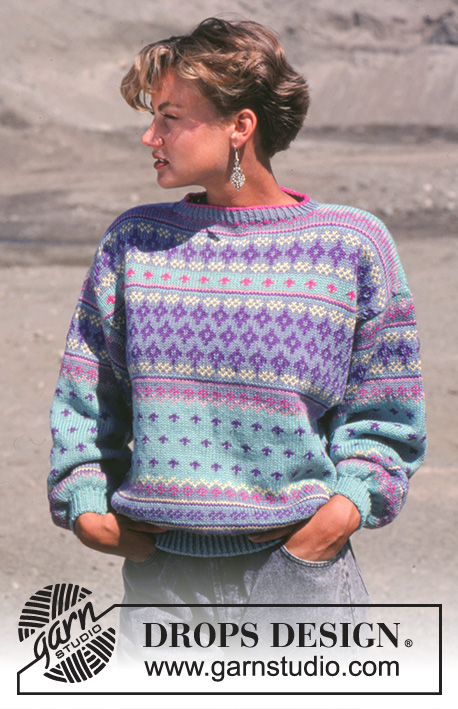 Twinkle Twilight / DROPS 16-2 - DROPS sweater with pattern borders in “Karisma. Size S – L.