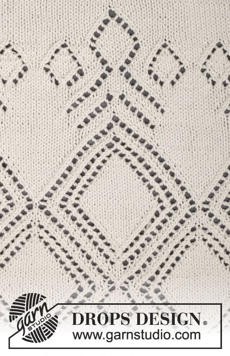 Summer Diamond Shawl / DROPS 160-10 - Stickad DROPS sjal i ”Cotton Merino” med hålmönster.
