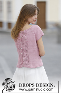 Summer Chic / DROPS 160-16 - Strikket DROPS genser i ”Muskat” eller Belle med hullmønster, raglan og knapper bak. Kan vendes og brukes som jakke. Str S - XXXL