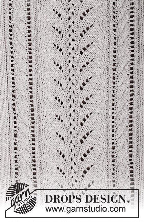 Darling / DROPS 160-17 - Strikket DROPS genser i ”Cotton Light” eller Belle med hullmønster og fletter. Str S - XXXL.
