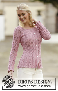 Love Is In The Air Cardigan / DROPS 160-2 - Knitted DROPS jacket with lace pattern in ”Muskat” or Belle. Size: S - XXXL.