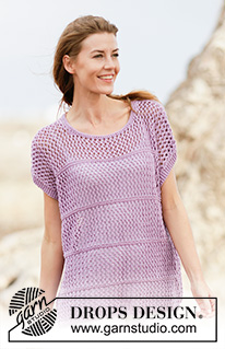 Wonderful Iris / DROPS 160-28 - Knitted DROPS top with lace pattern in ”Big Merino”. Size: S - XXXL.