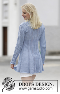 Blue Bird Song / DROPS 161-1 - Knitted DROPS jacket with lace pattern and shawl collar in ”Muskat” or Belle. Size: S - XXXL.