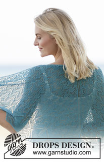 Le Marais / DROPS 161-12 - Knitted DROPS shawl with lace and leaf pattern in Lace or Alpaca.