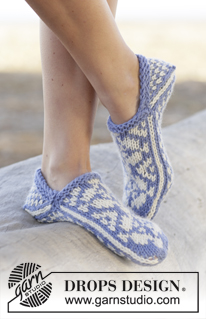 Alfie / DROPS 161-20 - Knitted DROPS slippers with Norwegian pattern in Nepal. Size 35 - 42