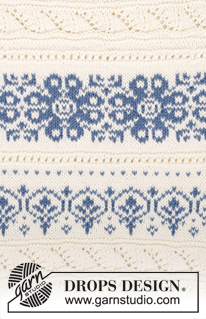 Delphos / DROPS 161-24 - Strikket DROPS genser i ”Cotton Merino” med mønsterborder. Str XS/S - XXXL.
