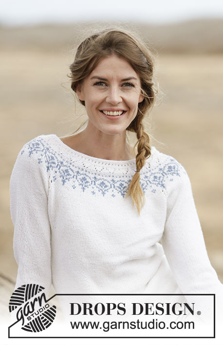 Nordic Summer / DROPS 161-33 - Knitted DROPS jumper with raglan and round yoke in ”BabyMerino”. Size: S - XXXL.