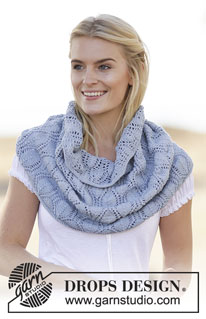 Spring Breeze / DROPS 161-6 - Knitted DROPS neck warmer with lace pattern in ”Cotton Merino”. Size: S - XXXL.