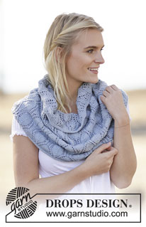 Spring Breeze / DROPS 161-6 - Knitted DROPS neck warmer with lace pattern in ”Cotton Merino”. Size: S - XXXL.