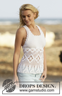 Aphrodite / DROPS 162-1 - Crochet DROPS top with fans and star pattern in ”Cotton Light”. Size: S - XXXL.