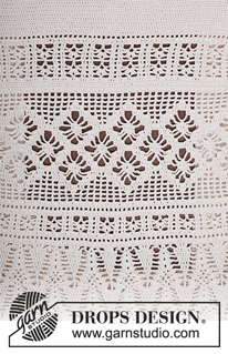 Summer Escape / DROPS 162-18 - Crochet DROPS skirt with trebles, lace pattern, worked top down in ”Safran”. Size S-XXXL.