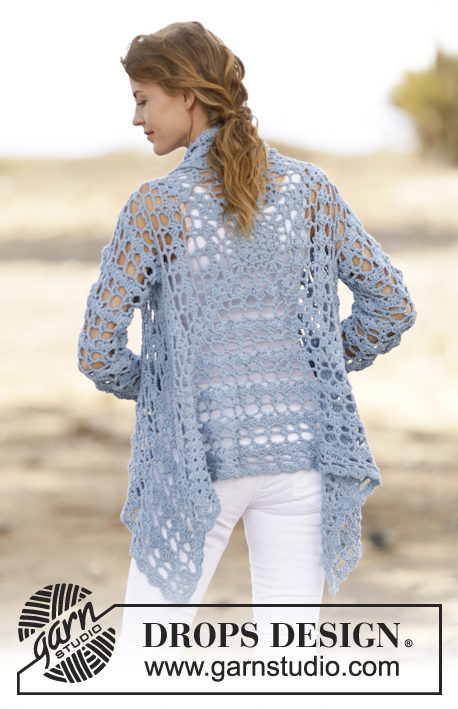 Spring Bliss / DROPS 162-5 - Crochet DROPS jacket with lace pattern in ”Paris”. Size: S - XXXL.