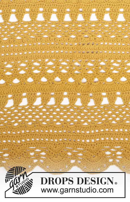 Winter Sun / DROPS 163-5 - Crochet DROPS blanket with lace pattern in Nepal.