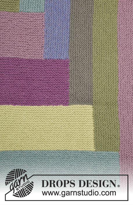 Colorblock / DROPS 163-9 - Knitted DROPS blanket in garter st with stripes in ”Andes”.