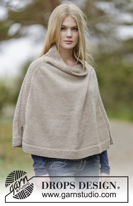 Bonfire Snuggle / DROPS 164-25 - Knitted DROPS poncho in ”Nepal”. Size: S - XXXL.