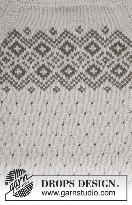 Winter Melody / DROPS 165-17 - Sweter z reglanem DROPS ze ściegiem ażurowym i żakardem norweskim, z włóczki „Lima”. Od S do XXXL.