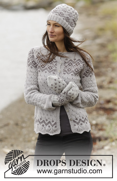 Winter Melody Cardigan / DROPS 165-18 - DROPS raglánový propínací svetr s ažurovým a vyplétaným vzorem pletený z příze Lima. Velikost:  S-XXXL.