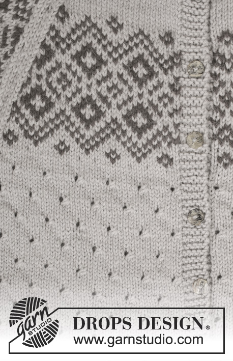 Winter Melody Cardigan / DROPS 165-18 - Sweter rozpinany DROPS ze ściegiem ażurowym i żakardem norweskim, z włóczki „Lima”. Od S do XXXL.