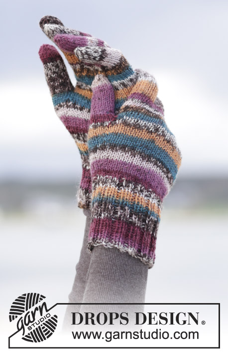 Autumn Stripes / DROPS 165-26 - Knitted DROPS basic gloves in ”Fabel”.