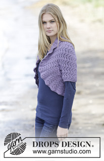 Forever Yours / DROPS 166-15 - Knitted DROPS shoulder piece with lace pattern and purl sts in ”Merino Extra Fine”. Size: S - XXXL.