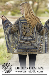Autumn Delight / DROPS 166-22 - Crochet DROPS jacket worked in a square in Delight. Size: S - XXXL.
