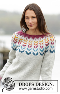 Joyride / DROPS 166-3 - Knitted DROPS jumper with round yoke and Nordic pattern in Karisma. Size: S - XXXL.
