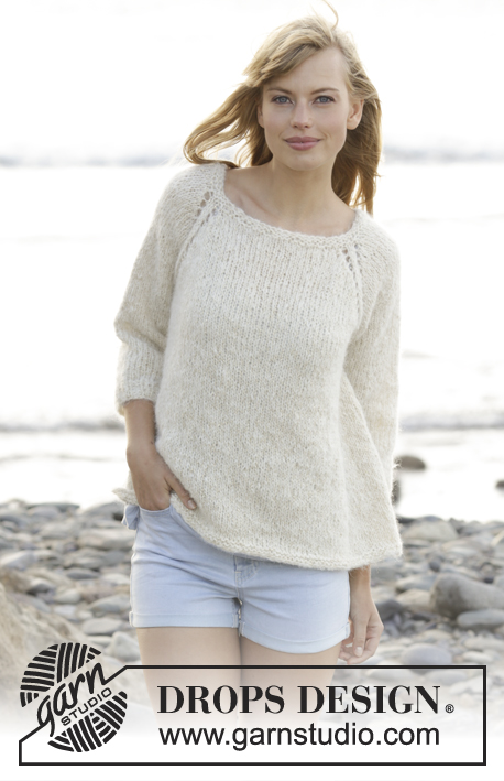 Stay Longer / DROPS 167-23 - Knitted DROPS jumper with raglan, worked top down in ”Melody” and “Glitter”. Size: S - XXXL.