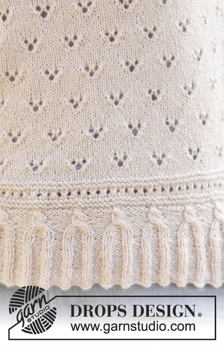 Vintage Charmer / DROPS 169-10 - Sweter z reglanem DROPS z brzegiem w warkocze i ze ściegiem ażurowym, z włóczki „BabyMerino” lub „DROPS ♥ You #7”. Od XS do XXXL.