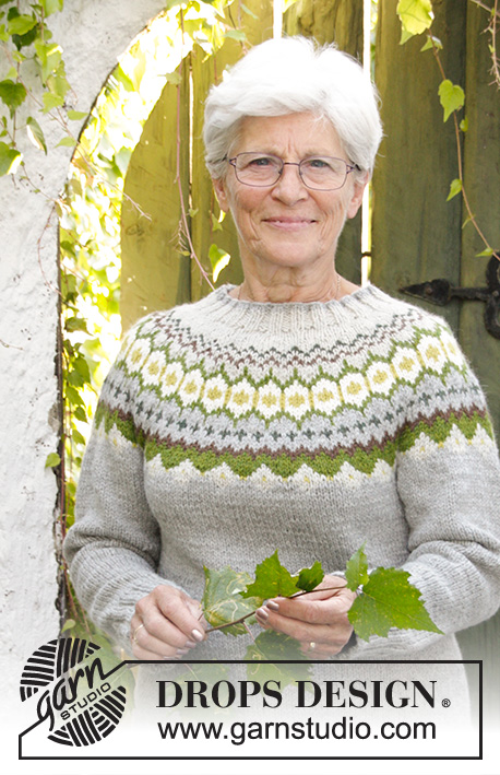 Gemstone / DROPS 171-31 - Knitted DROPS jumper with round yoke, Nordic pattern, worked top down in ”Nepal”. Size: S - XXXL.