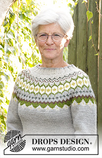 Gemstone / DROPS 171-31 - Knitted DROPS jumper with round yoke, Nordic pattern, worked top down in ”Nepal”. Size: S - XXXL.