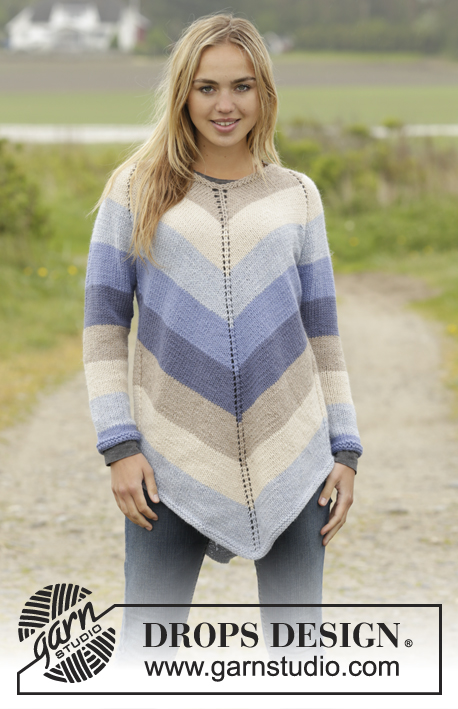 Ocean Stripes / DROPS 171-32 - Knitted DROPS tunic with raglan and stripes, worked top down in ”Nepal”. Size: S - XXXL.