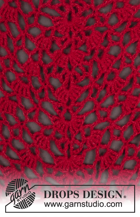 Carmen / DROPS 172-11 - Xaile rendado DROPS crochetado de cima para baixo, em ”Brushed Alpaca Silk”.