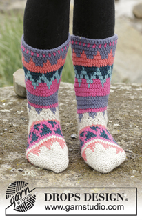 Free patterns - Women's Socks & Slippers / DROPS 172-16