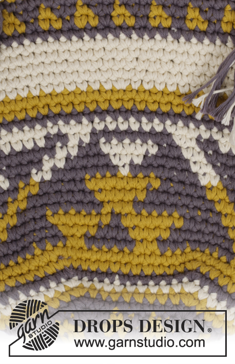 Cancún / DROPS 175-22 - Crochet bag with colour pattern in 2 strands DROPS Paris.