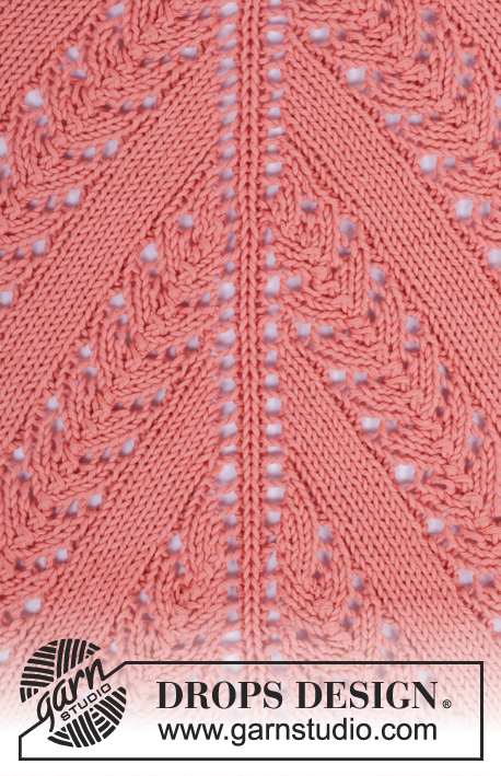 Peach Ballet / DROPS 175-6 - Raglánový pulovr – tunika s ažurovým vzorem pletená shora dolů z příze DROPS Paris. Velikost: S-XXXL.