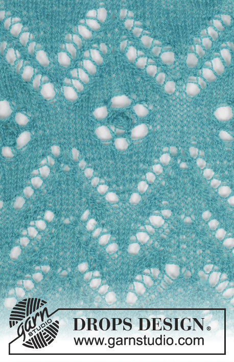 Sea Hug / DROPS 177-30 - Knitted scarf with lace pattern in DROPS Lace.
