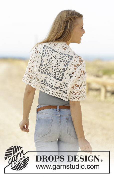 My Generation / DROPS 178-48 - Shoulder piece with crochet square and lace pattern, worked from mid back in DROPS Cotton Light. Sizes S - XXXL.
