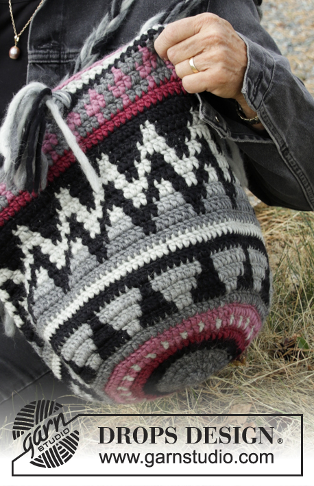Pueblo / DROPS 179-4 - Saco jacquard em croché.
Crocheta-se em DROPS Snow.
