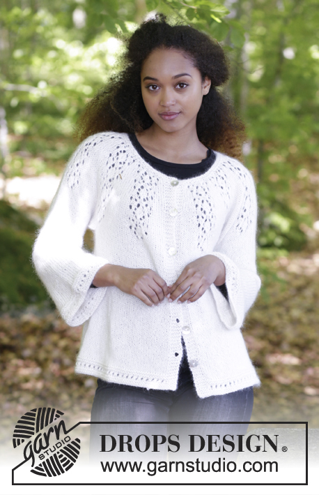 Nineveh / DROPS 179-7 - Knitted jacket with round yoke, lace pattern and A-shape, worked top down. Sizes S - XXXL.
The piece is worked in DROPS BabyMerino and DROPS Kid-Silk.